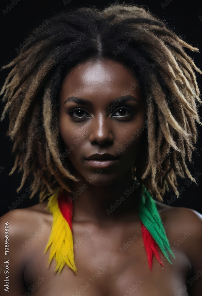 portrait of a black woman with dreadlocks, dread hairstyle, rasta girl portrait of a black woman with dreadlocks, dread hairstyle, rasta girl