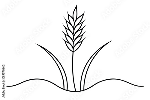 A wheat on field line art vector illustration