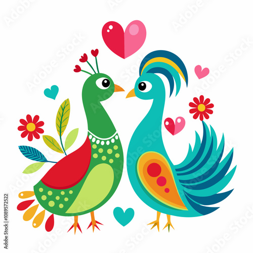 Lovebird Vector Art for Valentine's Day and Romantic Themes