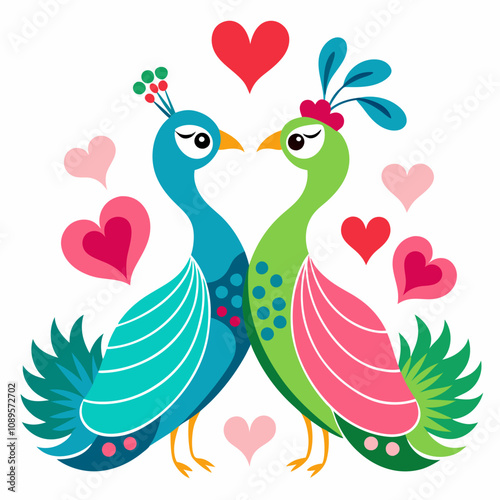 Lovebird Vector Art for Valentine's Day and Romantic Themes