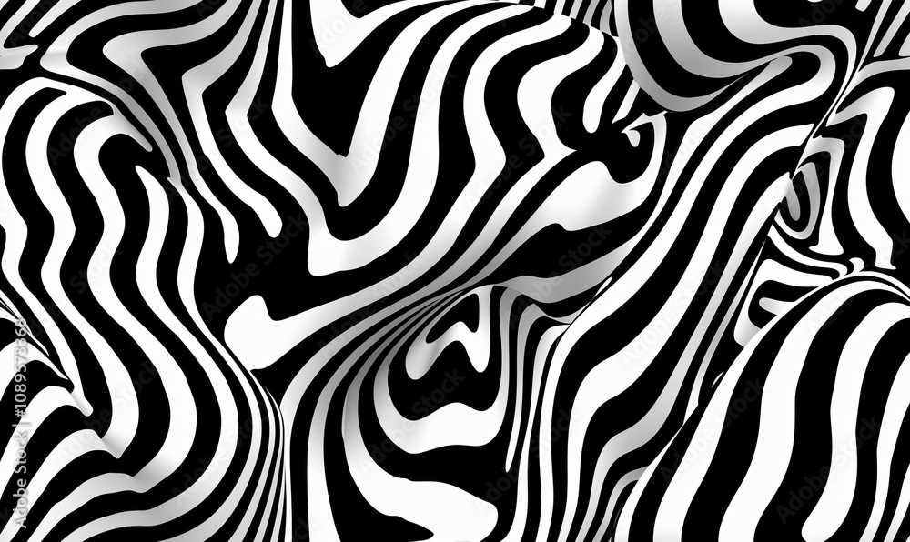 Abstract Black and White Zebra Pattern Design. Dynamic Optical Illusion Art. Modern Geometric Background. Stylish Graphic for Wallpaper and Posters. Abstract Black and White Zebra Pattern Design. Dynamic Optical Illusion Art. Modern Geometric Background. Stylish Graphic for Wallpaper and Posters.