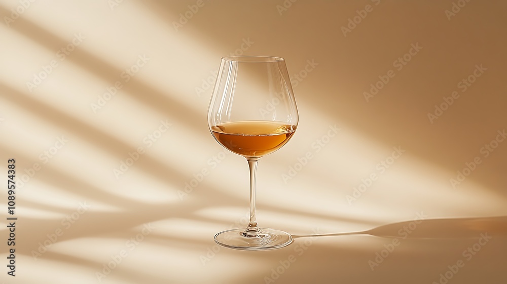 An abstract, minimalist shot of a single liqueur glass against a solid beige background, focusing on the negative space and the simple elegance of the glass, An abstract, minimalist shot of a single liqueur glass against a solid beige background, focusing on the negative space and the simple elegance of the glass,