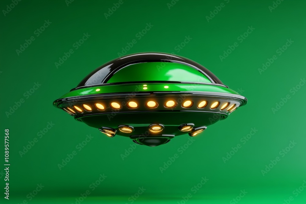 Alien spacecraft as a clean, circular shape with a glowing center ...