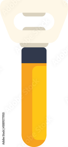 This simple flat design features a yellow bottle opener, perfect for illustrations or designs related to drinking or bartending