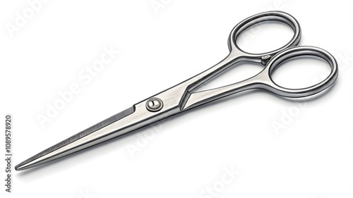 Pair of Scissors on White Background, Professional Scissors for Crafting or Tailoring 