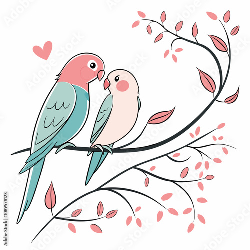 Lovebird Vector Art for Valentine's Day and Romantic Themes