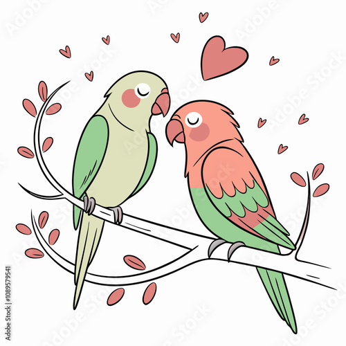 Lovebird Vector Art for Valentine's Day and Romantic Themes