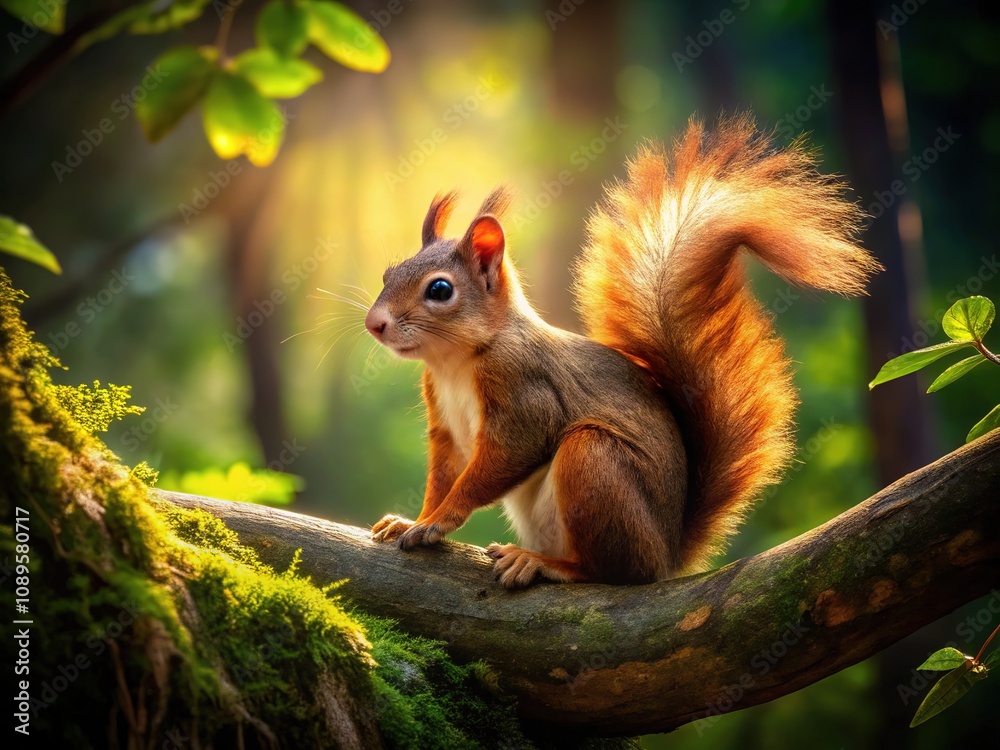Dark forest's embrace, a squirrel's portrait captured. Dark forest's embrace, a squirrel's portrait captured.