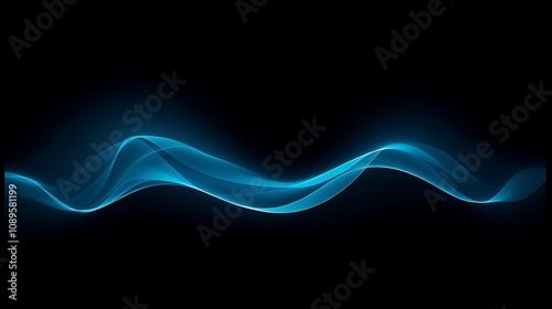 Abstract Blue Glowing Waves Dark Background Design