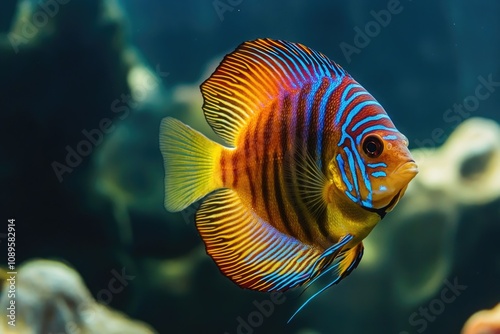 A close-up view of a fish swimming in its tank