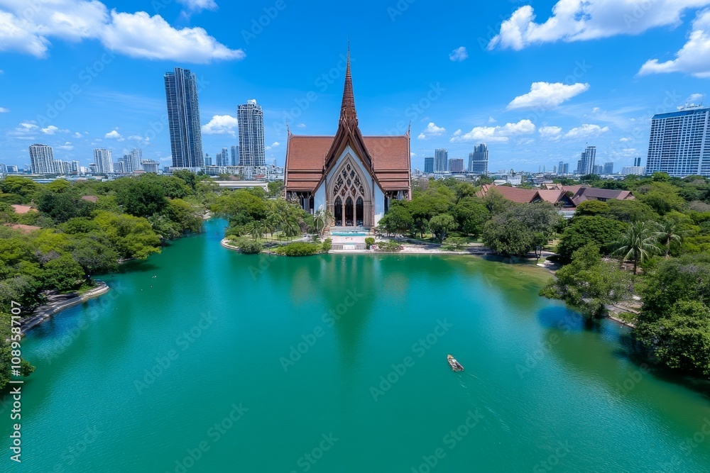 Fototapeta premium Minimalist map highlighting Bangkok urban districts transitioning to Ayutthaya historic landmarks