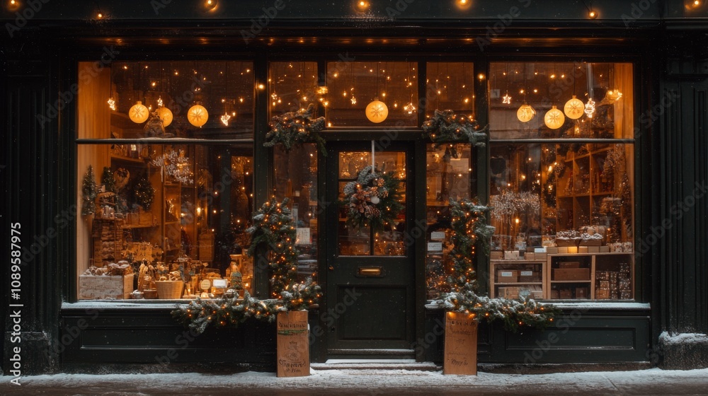 Festive Shop Window Displayed For Christmas Season Festive Shop Window Displayed For Christmas Season