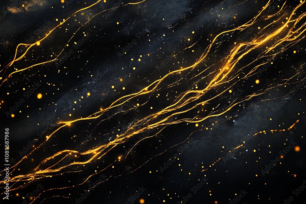 Black background with golden streaks of light Black background with golden streaks of light