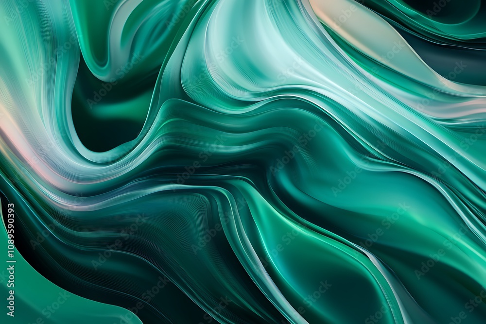 Obraz premium Abstract deep green gradient background with soft organic flow
