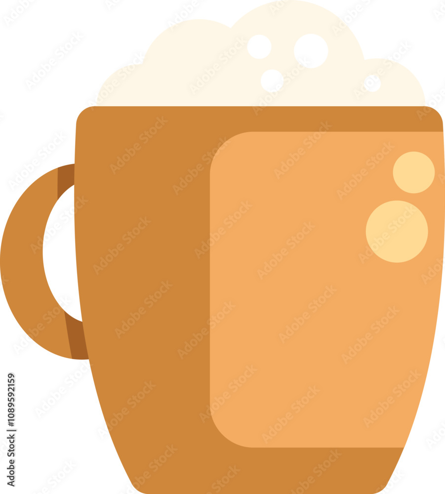 Brown beer mug overflowing with frothy beer is standing on a white background Brown beer mug overflowing with frothy beer is standing on a white background