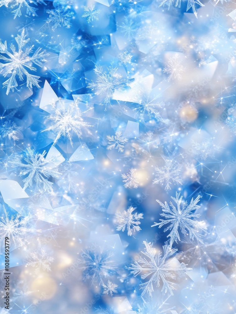 Low Poly Festive Background Pattern Featuring Snowflakes and Stars in a Beautiful Wintery Blue Color Palette for Seasonal Celebrations Low Poly Festive Background Pattern Featuring Snowflakes and Stars in a Beautiful Wintery Blue Color Palette for Seasonal Celebrations