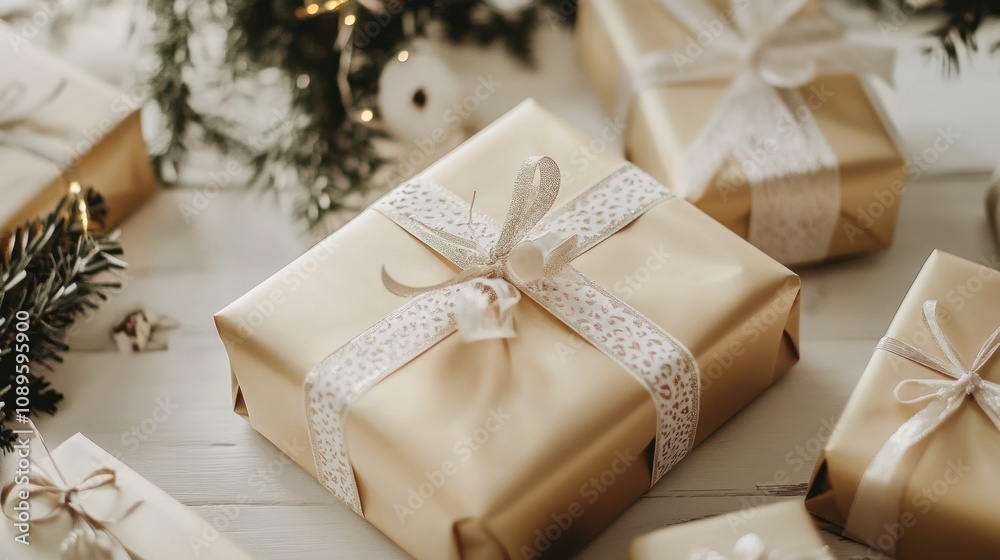 Creamy-hued gifts with simple decorative accents displayed Creamy-hued gifts with simple decorative accents displayed