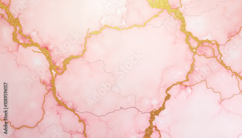 Elegant pink marble texture with golden veins for background and design use