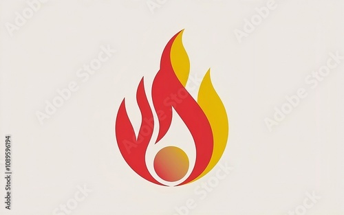 Abstract illustration of red and yellow flames with a gradient effect, symbolizing energy, heat, or passion. Ideal for branding, advertising, and creative projects requiring bold visual elements photo