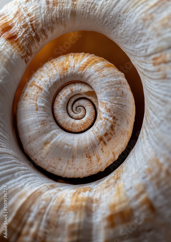 Macro shot of the spirals inside a seashell