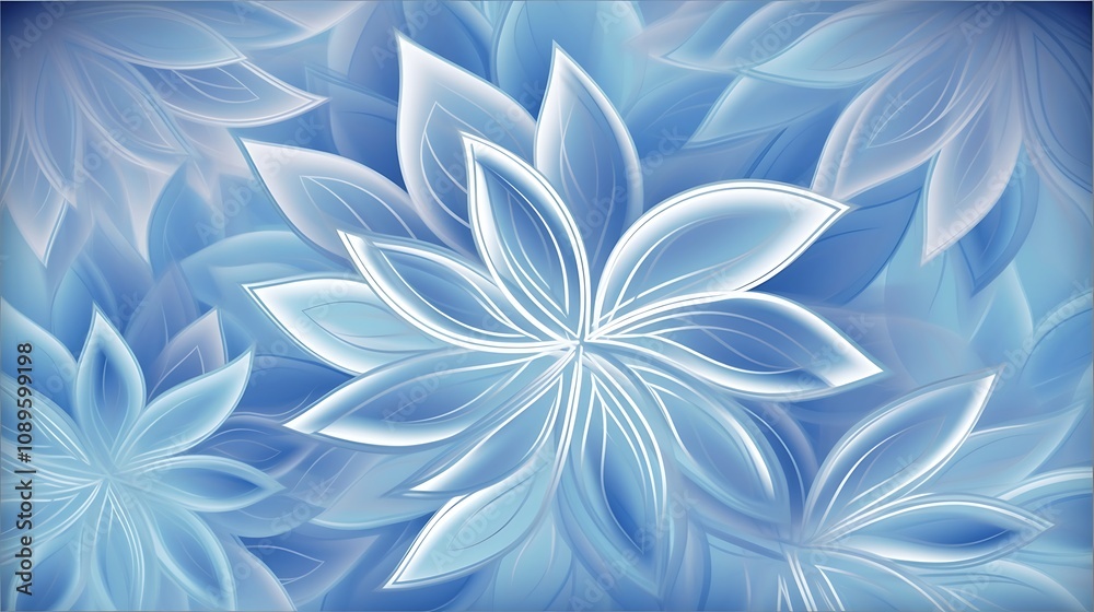 Abstract Blue Floral Design Soft Hues Gentle Petals Abstract Blue Floral Design Soft Hues Gentle Petals