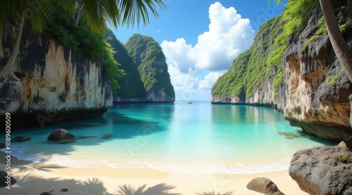 Serene tropical beach with clear waters