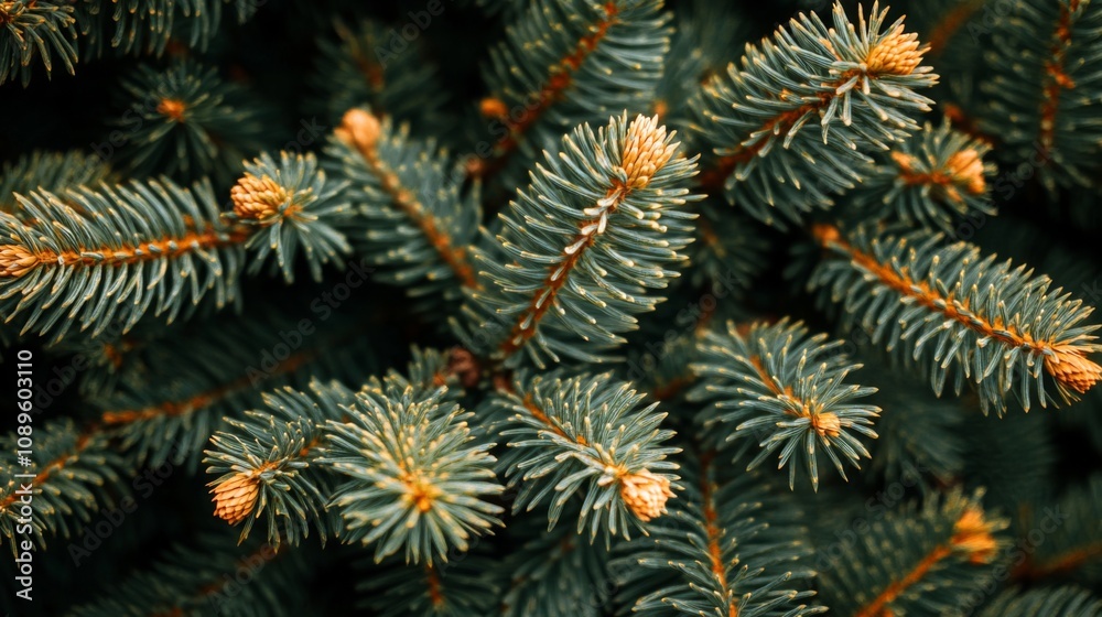 Lush Green Spruce Tree Branches With Cones Lush Green Spruce Tree Branches With Cones