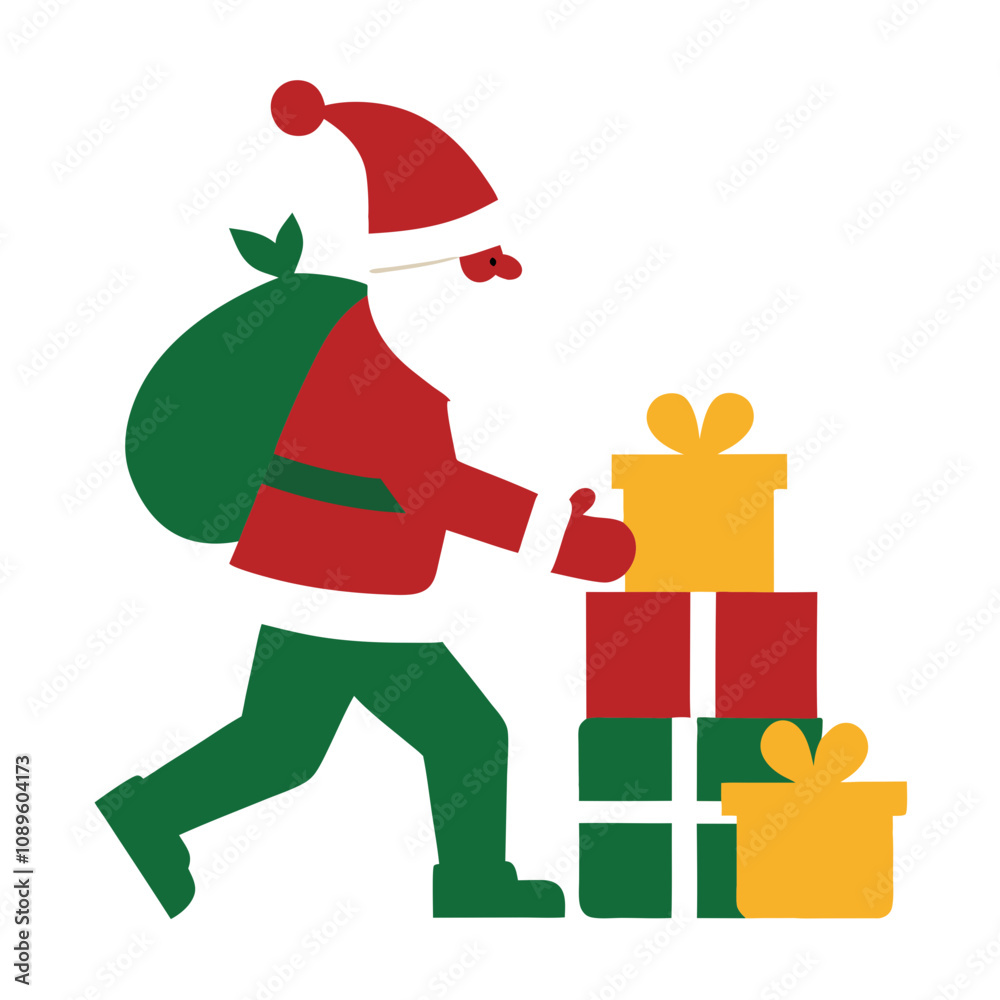 santa claus with presents silhouette vector illustration 
