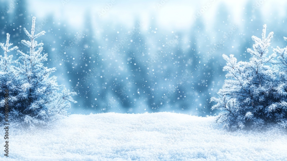 Fototapeta premium Snow Covered Trees Winter Wonderland Snowy Landscape
