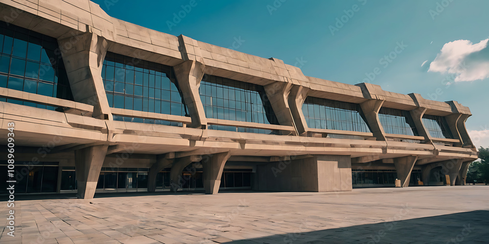 Fototapeta premium brutalist hospital building, created by generative ai