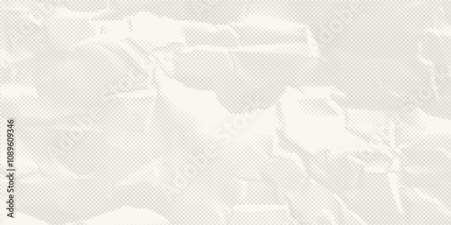 Crumpled ecru craft package paper texture. Abstract cream texture old paper background. Beige old cardboard backdrop. Vector illustration of grunge vintage note sheet or package.