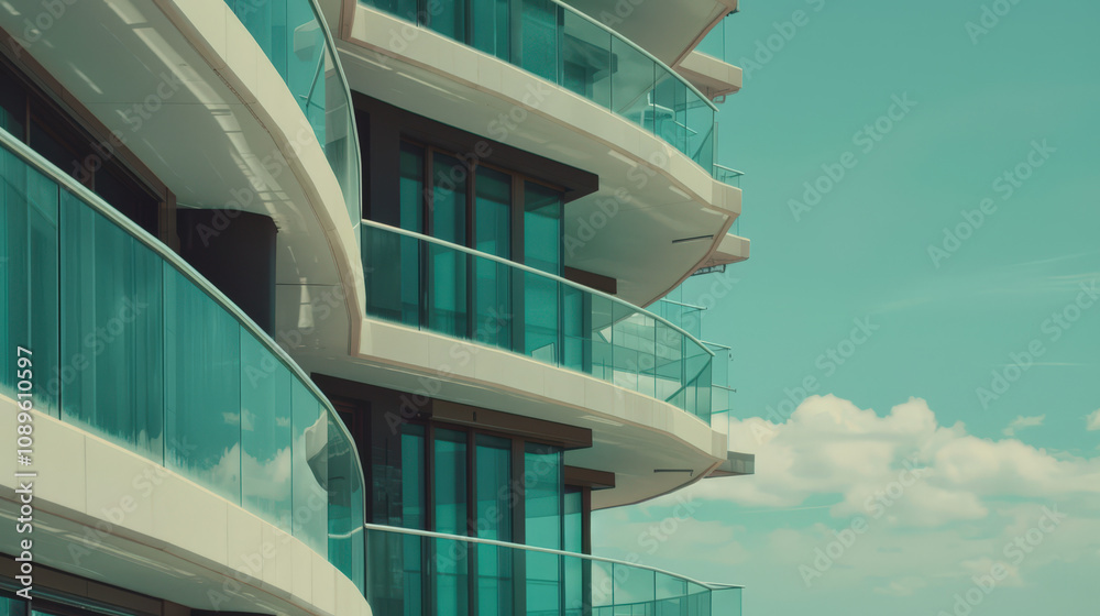 Fototapeta premium glass balconies on a modern apartment complex