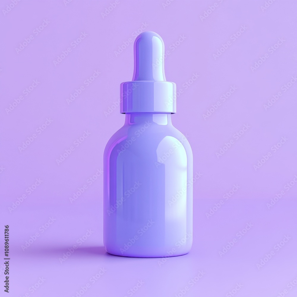 Minimalist Cosmetic Dropper Bottle on Vibrant Purple Background