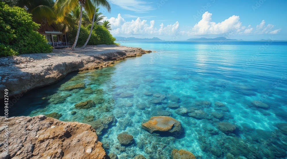 Idyllic tropical bay with clear waters Idyllic tropical bay with clear waters
