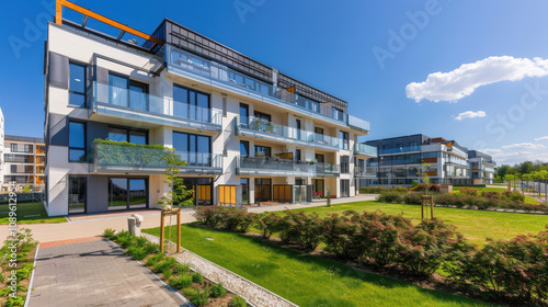 glass balconies on a modern apartment complex