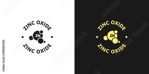 Zinc Oxide Sticker. Zn label. Organic skin care and cosmetics. Organic cosmetic components for healthy and hydrated skin.