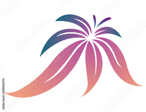 An Elegant Floral Design Featuring Lush Green Leaves Accompanied by a Beautiful Pink Flower