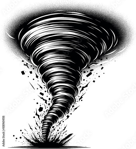 Tornado vector black silhouette print design