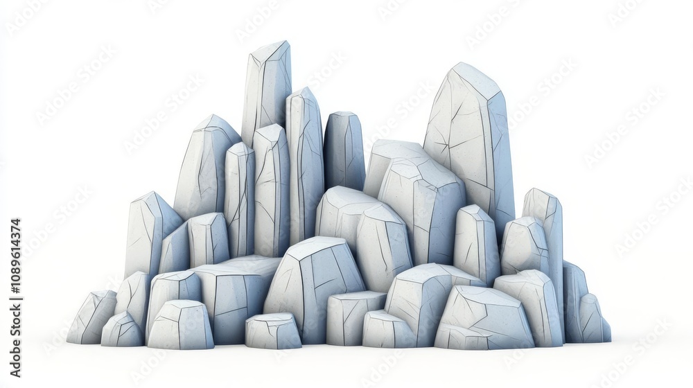 Obraz premium Abstract rock formations on a white background.
