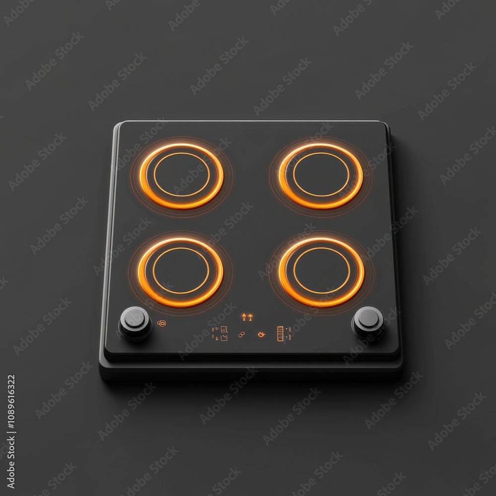 Fototapeta premium Minimalist Design Kitchen Stovetop with Glowing Burners