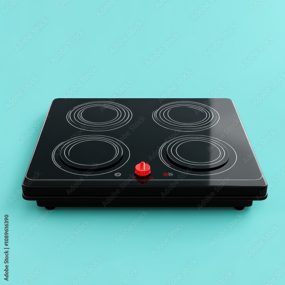 Fototapeta premium Sleek and Compact Electric Stove with Four Cooking Hobs