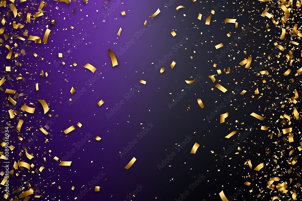 Abstract golden confetti on a black-to-purple gradient Abstract golden confetti on a black-to-purple gradient
