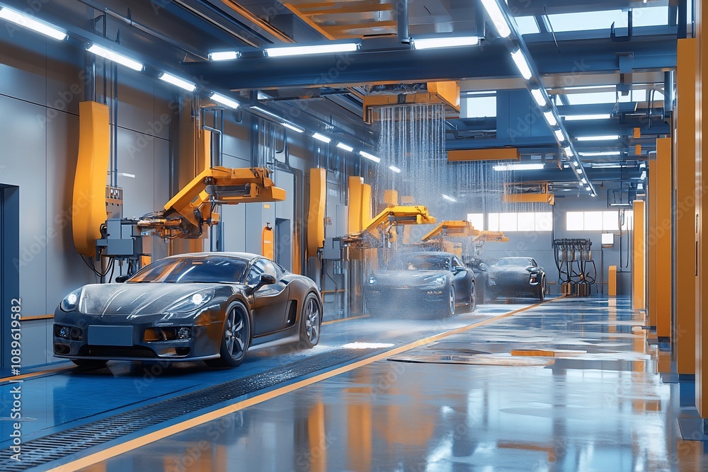 Automated Car Wash Assembly Line in Action Automated Car Wash Assembly Line in Action
