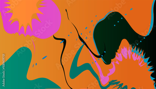 Abstract geometric background. The poster with the flat figures. Vector illustration.