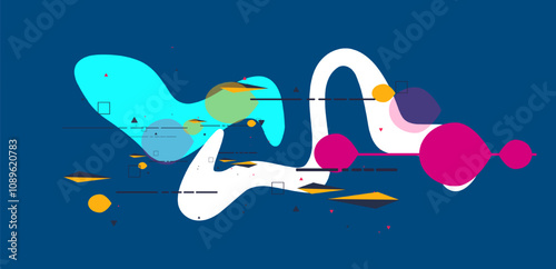 Abstract geometric background. The poster with the flat figures. Vector illustration.