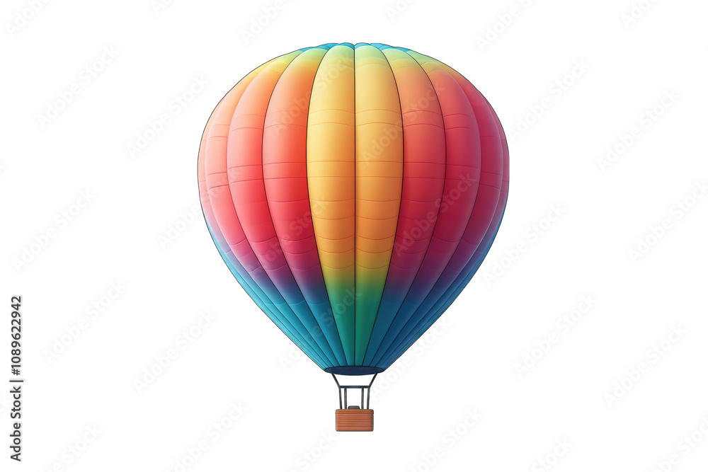 Fototapeta premium Hot air balloon icon isolated on a transparent PNG white background, 3D rendering
