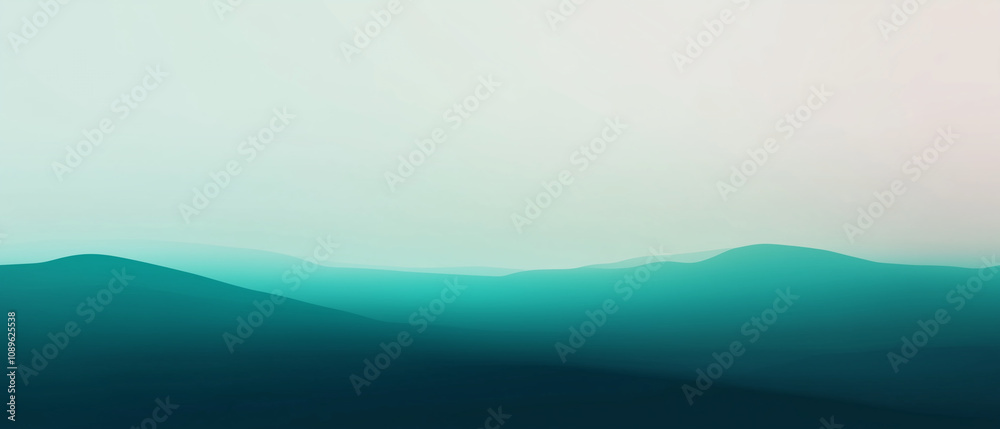 blue sky and clouds. morning fog over mountains. Panoramic landscape in green tones with silhouettes blue sky and clouds. morning fog over mountains. Panoramic landscape in green tones with silhouettes