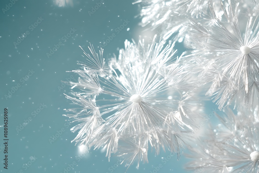 Bright silver and white fireworks exploding on a soft blue background for New Year 2025. Bright silver and white fireworks exploding on a soft blue background for New Year 2025.
