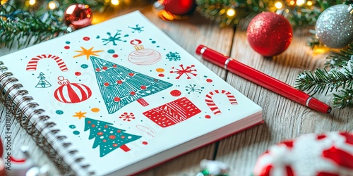Christmas Notebook Design  Festive Holiday Decorations