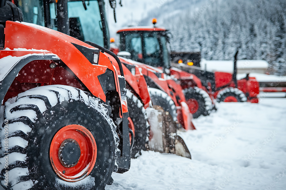 Machines designed to remove snow efficiently, showcased in a snowy environment. Machines designed to remove snow efficiently, showcased in a snowy environment.